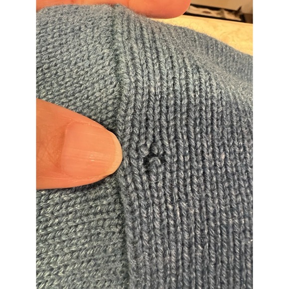 Eileen Fisher Recycled Cashmere Oversized Sweater Blue High Low Size S/M Flaw - Picture 4 of 9